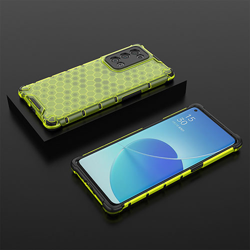 Silicone Transparent Frame Case Cover 360 Degrees AM3 for Oppo Reno6 Pro+ Plus 5G Green