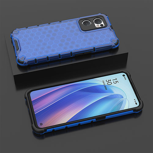 Silicone Transparent Frame Case Cover 360 Degrees AM3 for Oppo Reno7 5G Blue