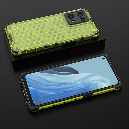 Silicone Transparent Frame Case Cover 360 Degrees AM3 for Oppo Reno8 4G Green