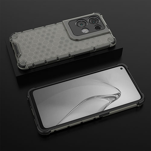 Silicone Transparent Frame Case Cover 360 Degrees AM3 for Oppo Reno8 Pro 5G Black
