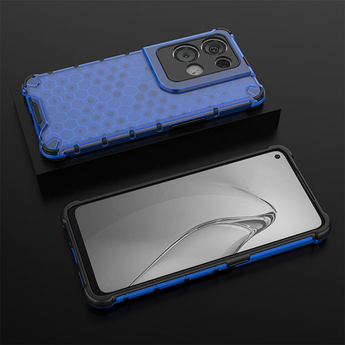 Silicone Transparent Frame Case Cover 360 Degrees AM3 for Oppo Reno8 Pro+ Plus 5G Blue