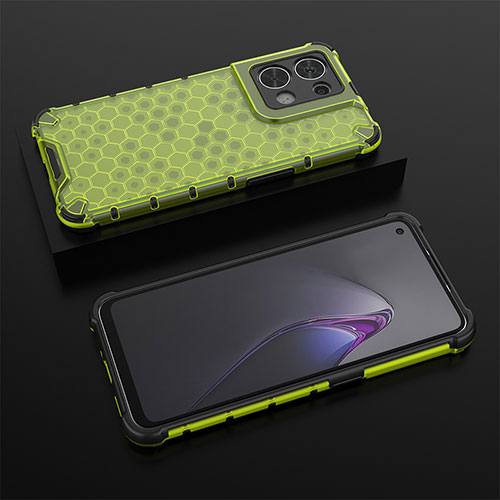 Silicone Transparent Frame Case Cover 360 Degrees AM3 for Oppo Reno9 5G Green