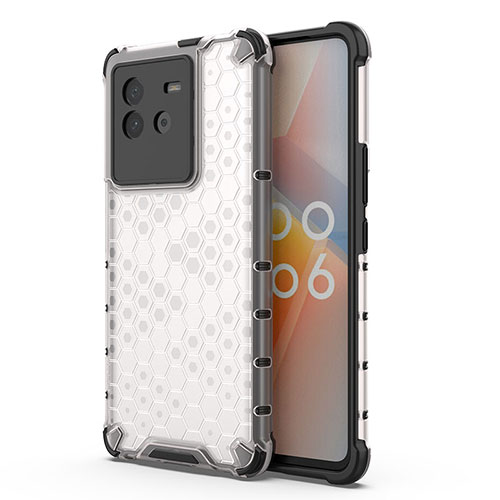 Silicone Transparent Frame Case Cover 360 Degrees AM3 for Vivo iQOO Neo6 SE 5G White