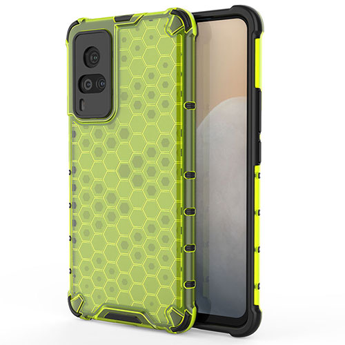 Silicone Transparent Frame Case Cover 360 Degrees AM3 for Vivo X60 Pro 5G Green