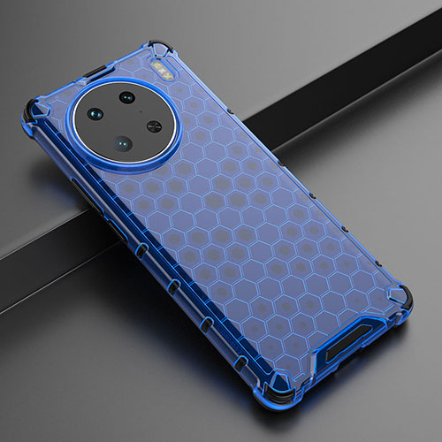 Silicone Transparent Frame Case Cover 360 Degrees AM3 for Vivo X90 Pro 5G Blue