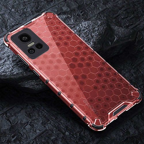 Silicone Transparent Frame Case Cover 360 Degrees AM4 for Realme GT Neo3 5G Red
