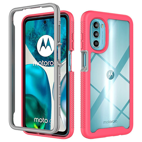 Silicone Transparent Frame Case Cover 360 Degrees for Motorola Moto Edge (2022) 5G Hot Pink