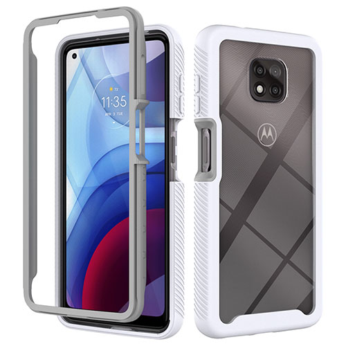 Silicone Transparent Frame Case Cover 360 Degrees for Motorola Moto G Power (2021) White