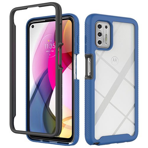 Silicone Transparent Frame Case Cover 360 Degrees for Motorola Moto G Stylus (2021) Blue