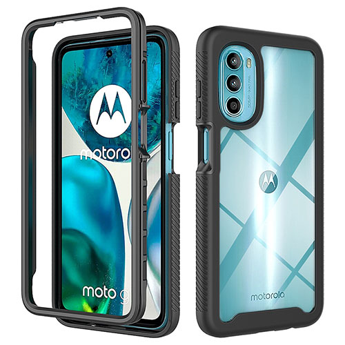 Silicone Transparent Frame Case Cover 360 Degrees for Motorola MOTO G52 Black