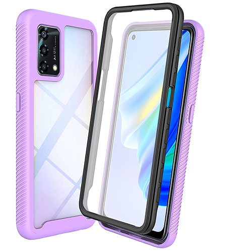 Silicone Transparent Frame Case Cover 360 Degrees for Oppo A95 4G Clove Purple