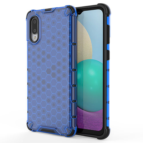 Silicone Transparent Frame Case Cover 360 Degrees for Samsung Galaxy M02 Blue