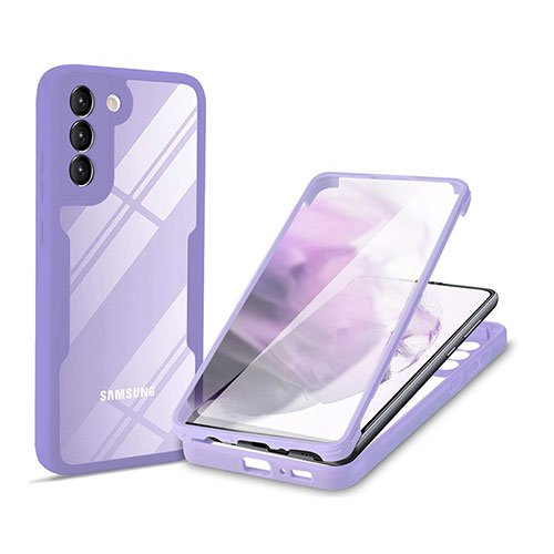 Silicone Transparent Frame Case Cover 360 Degrees for Samsung Galaxy S21 Plus 5G Purple