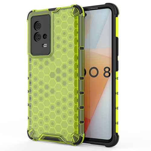 Silicone Transparent Frame Case Cover 360 Degrees for Vivo iQOO 8 5G Green