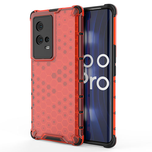 Silicone Transparent Frame Case Cover 360 Degrees for Vivo iQOO 8 Pro 5G Red