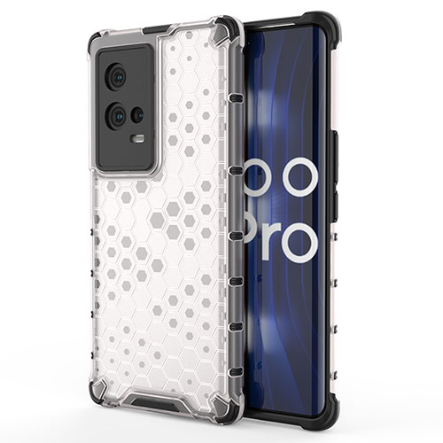 Silicone Transparent Frame Case Cover 360 Degrees for Vivo iQOO 8 Pro 5G White