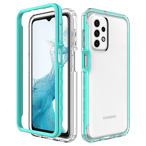 Silicone Transparent Frame Case Cover 360 Degrees JX2 for Samsung Galaxy A23 5G Sky Blue