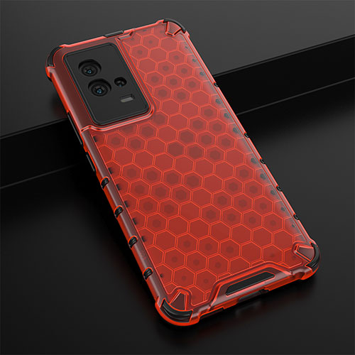 Silicone Transparent Frame Case Cover 360 Degrees M01 for Vivo iQOO 8 5G Red