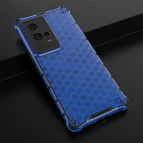 Silicone Transparent Frame Case Cover 360 Degrees M01 for Vivo iQOO 8 Pro 5G Blue