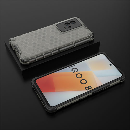 Silicone Transparent Frame Case Cover 360 Degrees M02 for Vivo iQOO 8 5G Black