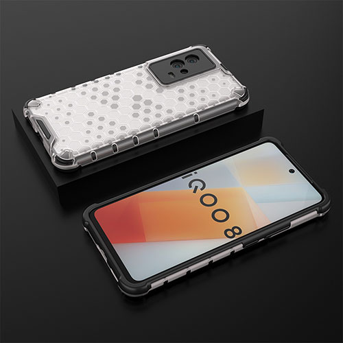 Silicone Transparent Frame Case Cover 360 Degrees M02 for Vivo iQOO 8 5G White