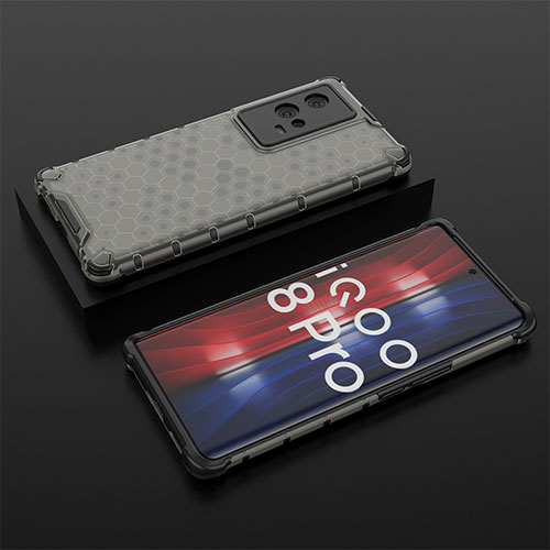 Silicone Transparent Frame Case Cover 360 Degrees M02 for Vivo iQOO 8 Pro 5G Black