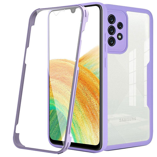 Silicone Transparent Frame Case Cover 360 Degrees MJ1 for Samsung Galaxy A33 5G Purple