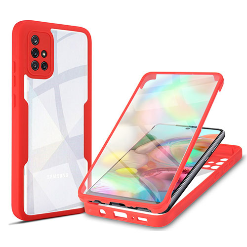 Silicone Transparent Frame Case Cover 360 Degrees MJ1 for Samsung Galaxy A71 4G A715 Red