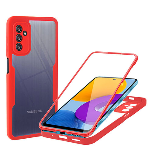 Silicone Transparent Frame Case Cover 360 Degrees MJ1 for Samsung Galaxy M52 5G Red