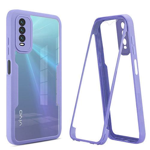 Silicone Transparent Frame Case Cover 360 Degrees MJ1 for Vivo Y12s Purple