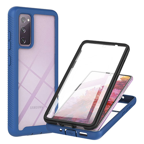 Silicone Transparent Frame Case Cover 360 Degrees YB2 for Samsung Galaxy S20 FE 5G Blue