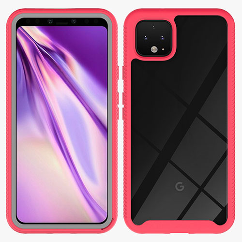 Silicone Transparent Frame Case Cover 360 Degrees ZJ1 for Google Pixel 4 XL Red