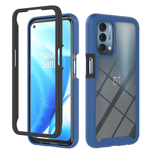 Silicone Transparent Frame Case Cover 360 Degrees ZJ1 for OnePlus Nord N200 5G Blue