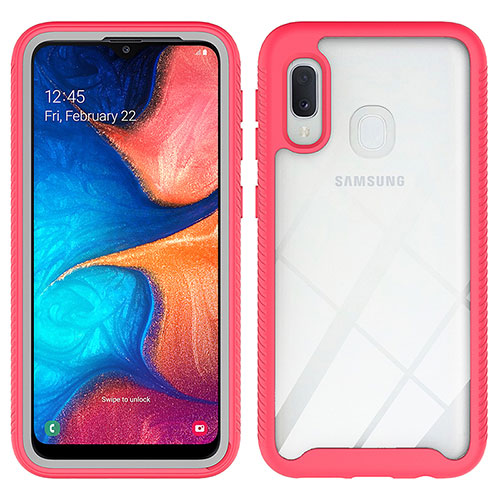 Silicone Transparent Frame Case Cover 360 Degrees ZJ1 for Samsung Galaxy A20e Hot Pink