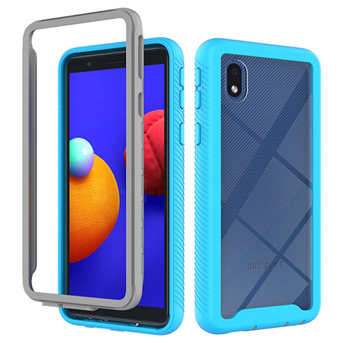 Silicone Transparent Frame Case Cover 360 Degrees ZJ1 for Samsung Galaxy M01 Core Sky Blue