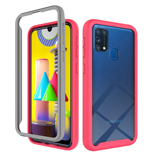 Silicone Transparent Frame Case Cover 360 Degrees ZJ1 for Samsung Galaxy M31 Hot Pink