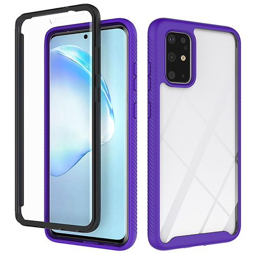 Silicone Transparent Frame Case Cover 360 Degrees ZJ1 for Samsung Galaxy S20 Plus 5G Clove Purple