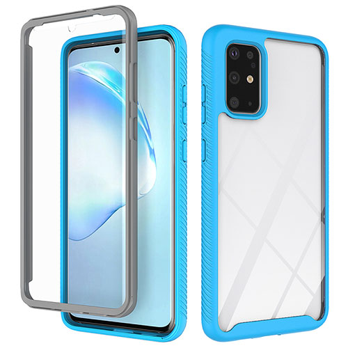 Silicone Transparent Frame Case Cover 360 Degrees ZJ1 for Samsung Galaxy S20 Plus 5G Sky Blue