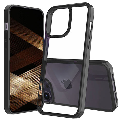Silicone Transparent Frame Case Cover 360 Degrees ZJ2 for Apple iPhone 14 Pro Black