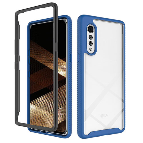 Silicone Transparent Frame Case Cover 360 Degrees ZJ3 for LG Velvet 4G Blue