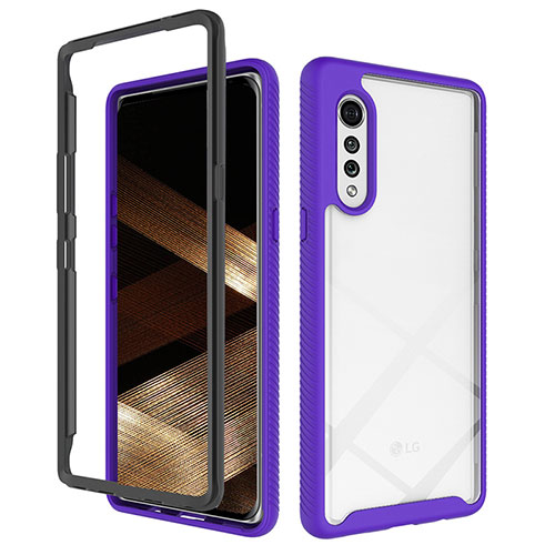 Silicone Transparent Frame Case Cover 360 Degrees ZJ3 for LG Velvet 4G Purple