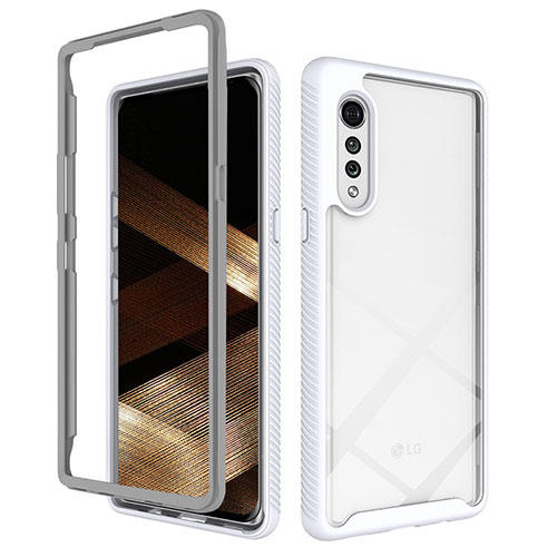 Silicone Transparent Frame Case Cover 360 Degrees ZJ3 for LG Velvet 5G Clear