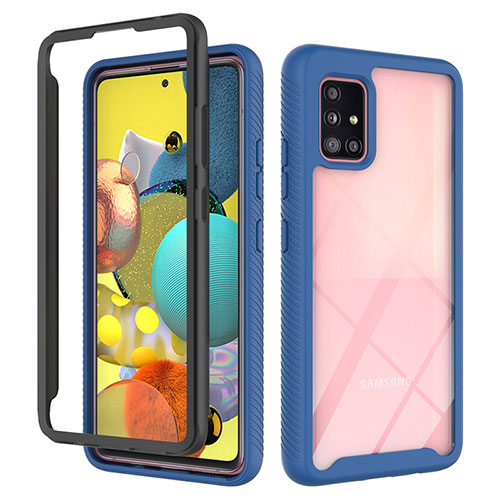 Silicone Transparent Frame Case Cover 360 Degrees ZJ3 for Samsung Galaxy A51 4G Blue