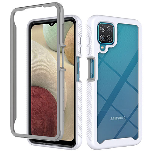 Silicone Transparent Frame Case Cover 360 Degrees ZJ3 for Samsung Galaxy M12 White