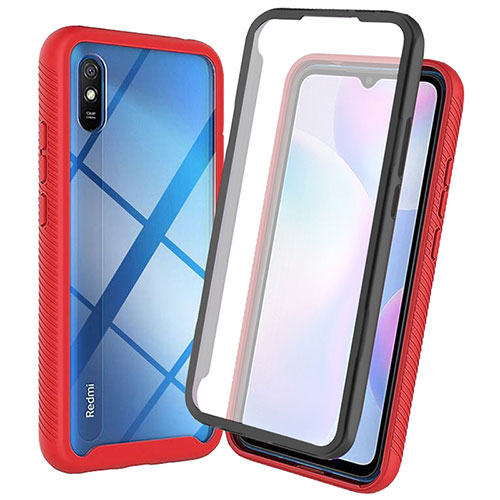 Silicone Transparent Frame Case Cover 360 Degrees ZJ3 for Xiaomi Redmi 9AT Red