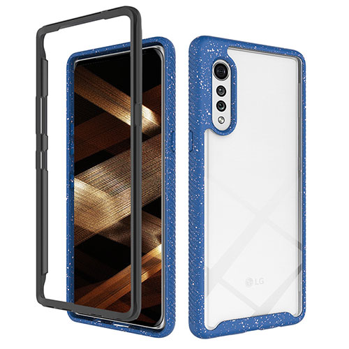 Silicone Transparent Frame Case Cover 360 Degrees ZJ4 for LG Velvet 4G Blue