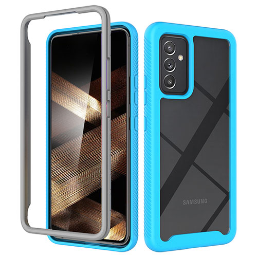 Silicone Transparent Frame Case Cover 360 Degrees ZJ4 for Samsung Galaxy A15 5G Sky Blue