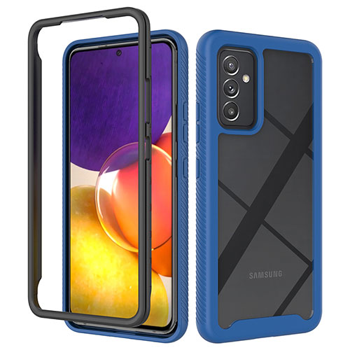 Silicone Transparent Frame Case Cover 360 Degrees ZJ4 for Samsung Galaxy Quantum2 5G Blue