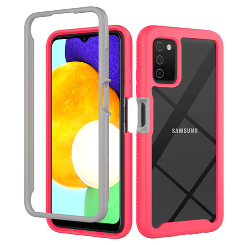 Silicone Transparent Frame Case Cover 360 Degrees ZJ5 for Samsung Galaxy A02s Hot Pink