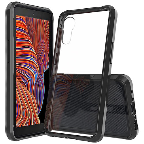 Silicone Transparent Frame Case Cover 360 Degrees ZJ5 for Samsung Galaxy XCover 5 SM-G525F Black